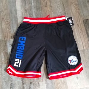 Large UNK NBA Philadelphia 76ers Sixers Basketball Shorts Joel Embiid #21 Black